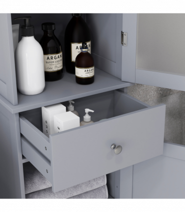 kleankin Storage Cabinet Organizer Tower with Shelves & Drawer, Grey