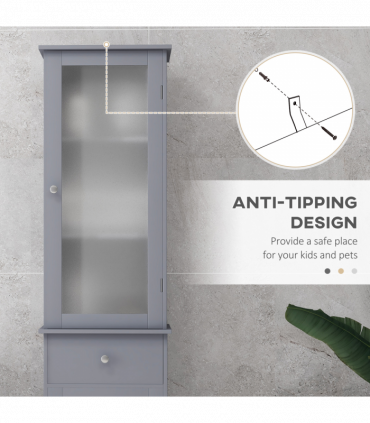 kleankin Storage Cabinet Organizer Tower with Shelves & Drawer, Grey