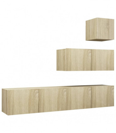 vidaXL 4 Piece TV Cabinet Set Sonoma Oak Engineered Wood