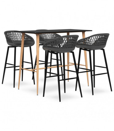 vidaXL 5 Piece Bar Set Black and Grey