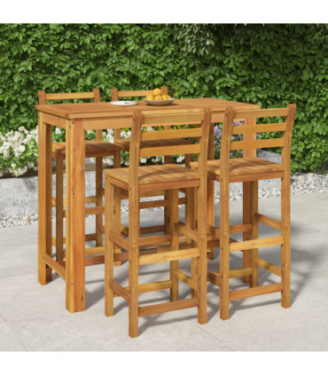 vidaXL 5 Piece Garden Bar Set Solid Wood  Acacia