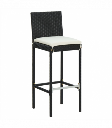 vidaXL 5 Piece Garden Bar Set with Cushions Poly Rattan Black