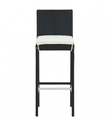 vidaXL 5 Piece Garden Bar Set with Cushions Poly Rattan Black