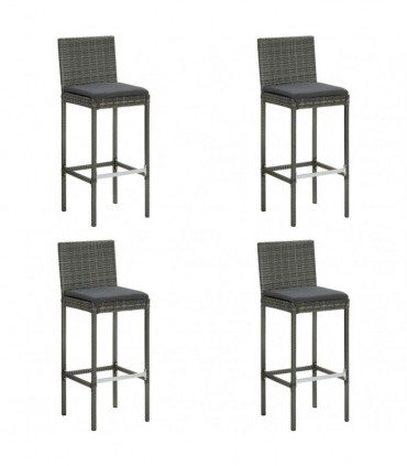 vidaXL 5 Piece Garden Bar Set with Cushions Poly Rattan Grey
