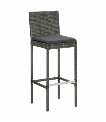 vidaXL 5 Piece Garden Bar Set with Cushions Poly Rattan Grey