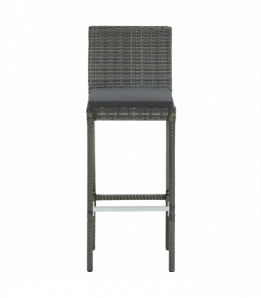 vidaXL 5 Piece Garden Bar Set with Cushions Poly Rattan Grey