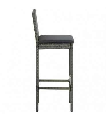 vidaXL 5 Piece Garden Bar Set with Cushions Poly Rattan Grey
