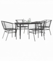 vidaXL 5 Piece Garden Dining Set Black Poly Rattan Glass