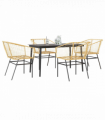 vidaXL 5 Piece Garden Dining Set Brown Poly Rattan Glass