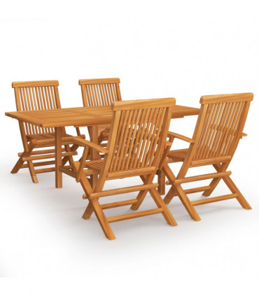 vidaXL 5 Piece Garden Dining Set Solid Teak Wood