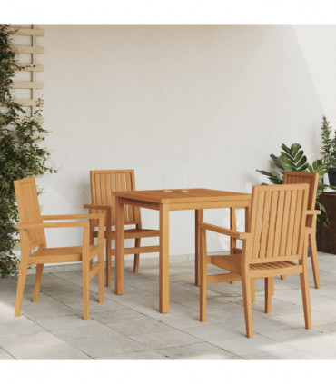 vidaXL 5 Piece Garden Dining Set Solid Wood Teak