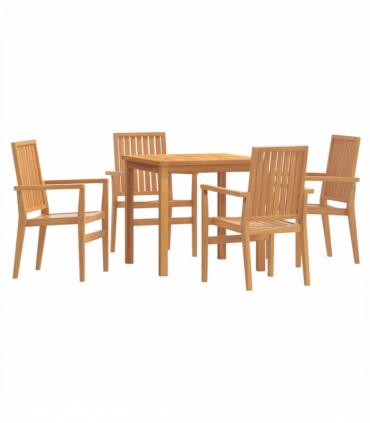 vidaXL 5 Piece Garden Dining Set Solid Wood Teak
