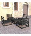 vidaXL 5 Piece Garden Lounge Set Black Solid Pinewood