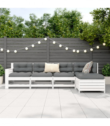 vidaXL 5 Piece Garden Sofa Set White Solid Wood Pine