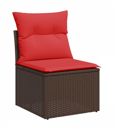 vidaXL 6 Piece Garden Sofa Set with Cushions Black Poly Rattan Acacia