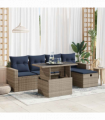 vidaXL 6 Piece Garden Sofa Set with Cushions Brown Poly Rattan Acacia
