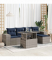 vidaXL 6 Piece Garden Sofa Set with Cushions Grey Poly Rattan Acacia