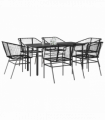 vidaXL 7 Piece Garden Dining Set Black Poly Rattan Glass