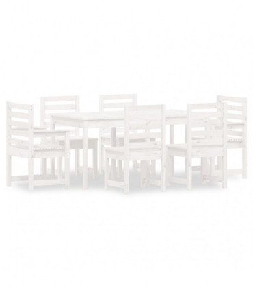 vidaXL 7 Piece Garden Dining Set White Solid Wood Pine