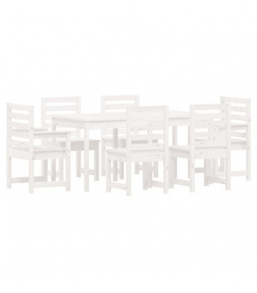 vidaXL 7 Piece Garden Dining Set White Solid Wood Pine