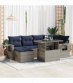 vidaXL 7 Piece Garden Sofa Set with Cushions Grey Poly Rattan Acacia