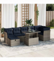 vidaXL 8 Piece Garden Sofa Set with Cushions Brown Poly Rattan Acacia