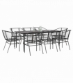 vidaXL 9 Piece Garden Dining Set Black Poly Rattan Glass