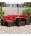 vidaXL 9 Piece Garden Sofa Set with Cushions Brown Poly Rattan Acacia