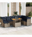 vidaXL 9 Piece Garden Sofa Set with Cushions Brown Poly Rattan Acacia