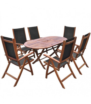 vidaXL 9 Piece Outdoor Dining Set with Cushions Solid Acacia Wood