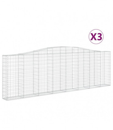 vidaXL Arched Gabion Baskets 3 pcs 400x30x120/140 cm Galvanised Iron