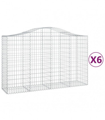 vidaXL Arched Gabion Baskets 6 pcs 200x50x120/140 cm Galvanised Iron
