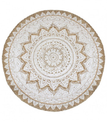 vidaXL Area Rug Braided Jute Printed 240 cm Round