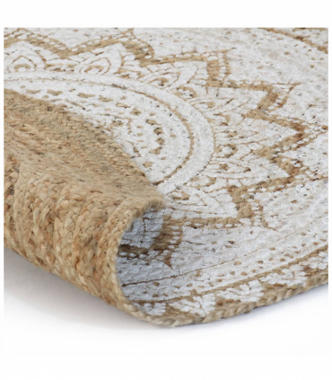 vidaXL Area Rug Braided Jute Printed 240 cm Round