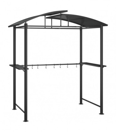 vidaXL BBQ Gazebo with Side Shelves Anthracite 210x114x230 cm Steel