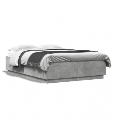 vidaXL Bed Frame Concrete Grey 150x200 cm King Size Engineered Wood