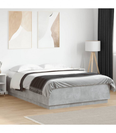vidaXL Bed Frame Concrete Grey 150x200 cm King Size Engineered Wood