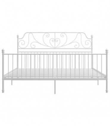 vidaXL Bed Frame White Metal 180x200 cm Super King
