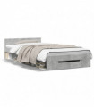 vidaXL Bed Frame with Drawer Concrete Grey 100x200 cm Engineered Wood