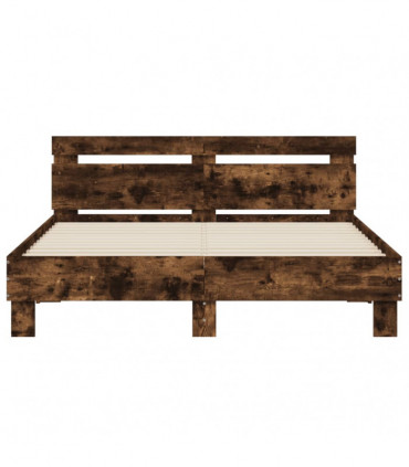vidaXL Bed Frame with Headboard Smoked Oak 140x200 cm Engineered Wood