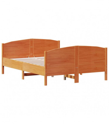 vidaXL Bed Frame with Headboard Wax Brown 140x200 cm Solid Wood Pine