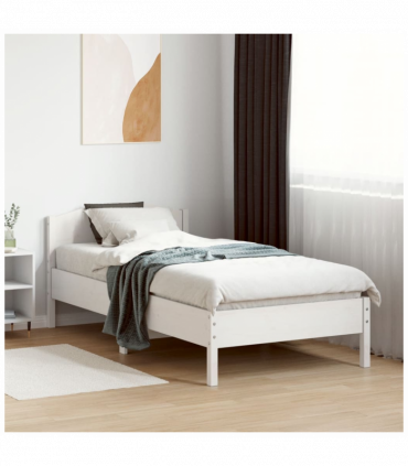 vidaXL Bed Frame with Headboard White 75x190 cm Small Single Solid Wood Pine