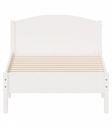 vidaXL Bed Frame with Headboard White 75x190 cm Small Single Solid Wood Pine
