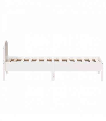 vidaXL Bed Frame with Headboard White 75x190 cm Small Single Solid Wood Pine
