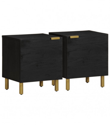 vidaXL Bedside Cabinet 2 pcs Black 40x33x46 cm Solid Wood Mango