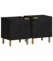 vidaXL Bedside Cabinet 2 pcs Black 40x33x46 cm Solid Wood Mango
