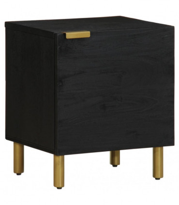 vidaXL Bedside Cabinet 2 pcs Black 40x33x46 cm Solid Wood Mango