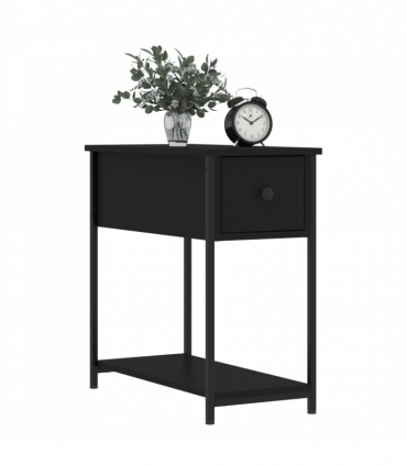 vidaXL Bedside Cabinet Black 30x60x60 cm Engineered Wood
