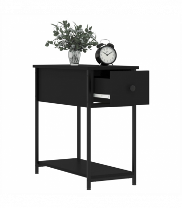 vidaXL Bedside Cabinet Black 30x60x60 cm Engineered Wood