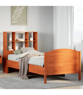 vidaXL Bookcase Bed without Mattress Wax Brown 100x200cm Solid Wood Pine